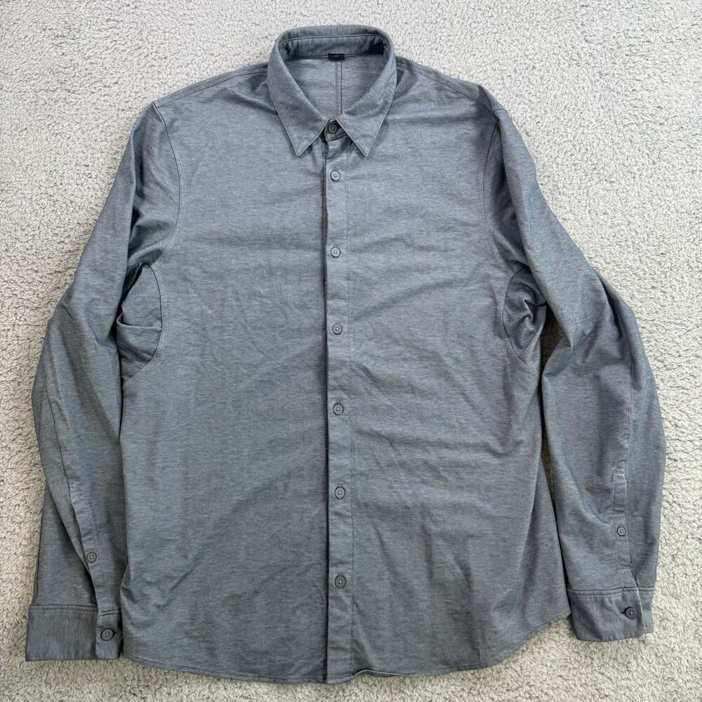 Lululemon Shirt Mens M Blue Long Sleeve Button‎ Up Casual Preppy Stretch